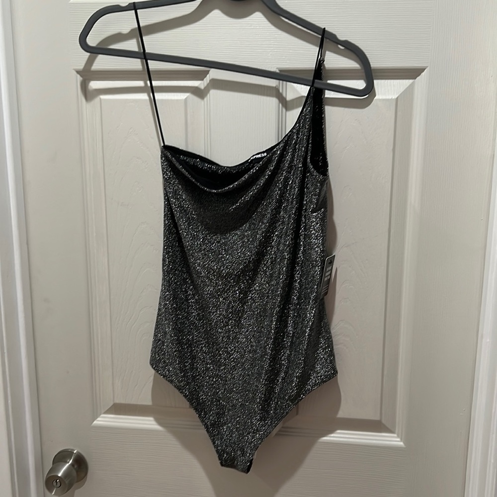 Black lurex, lined bodysuit from Express.